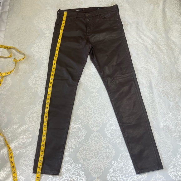 Adriano Goldschmied AG Farrah Skinny Leatherette High Rise Skinny Brown Size 31 - Picture 11 of 16